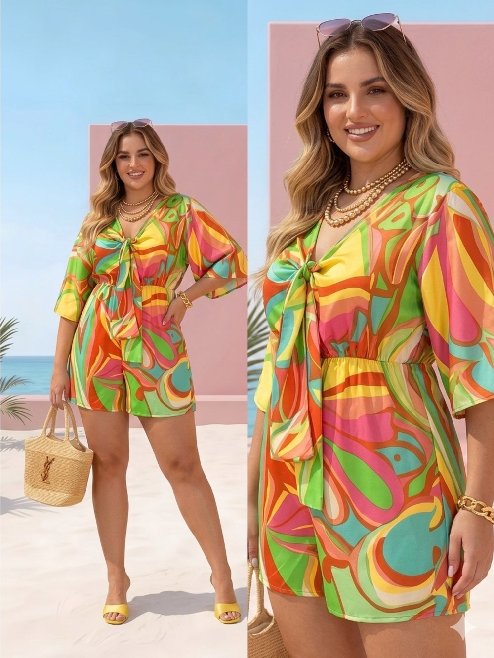 Emily Wonder Retro Abstract Swirl Print Romper Boutique NWT Size 1X